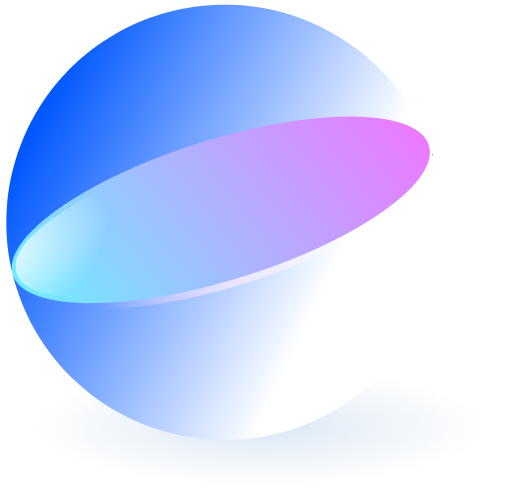 3D-rendered sphere featuring a smooth gradient of blue, purple, and white colors